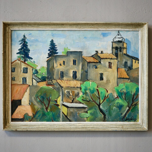 Oil Painting of a French Village Scene